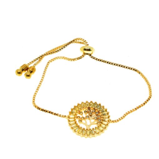 Großhandel Goldfarbenes baumförmiges Aufzugs-Zirkonarmband - 2002