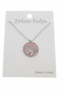 Toptan Gümüş Renk Zirkon Taşlı Yuvarlak Baget Model Zirkon Kolye - 2076 10 79048ee6f62d4e4aa36d2f43bbc078ff