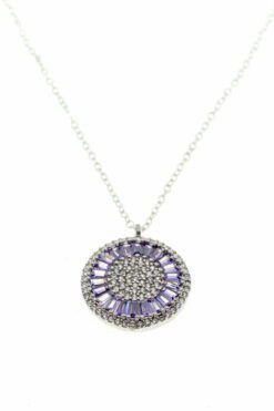 Toptan Gümüş Renk Zirkon Taşlı Yuvarlak Baget Model Zirkon Kolye - 2076 15 a73809240289493c87dd628a135cc187