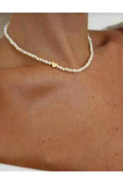 Wholesale Gold Color Heart Pearl Necklace - 2109