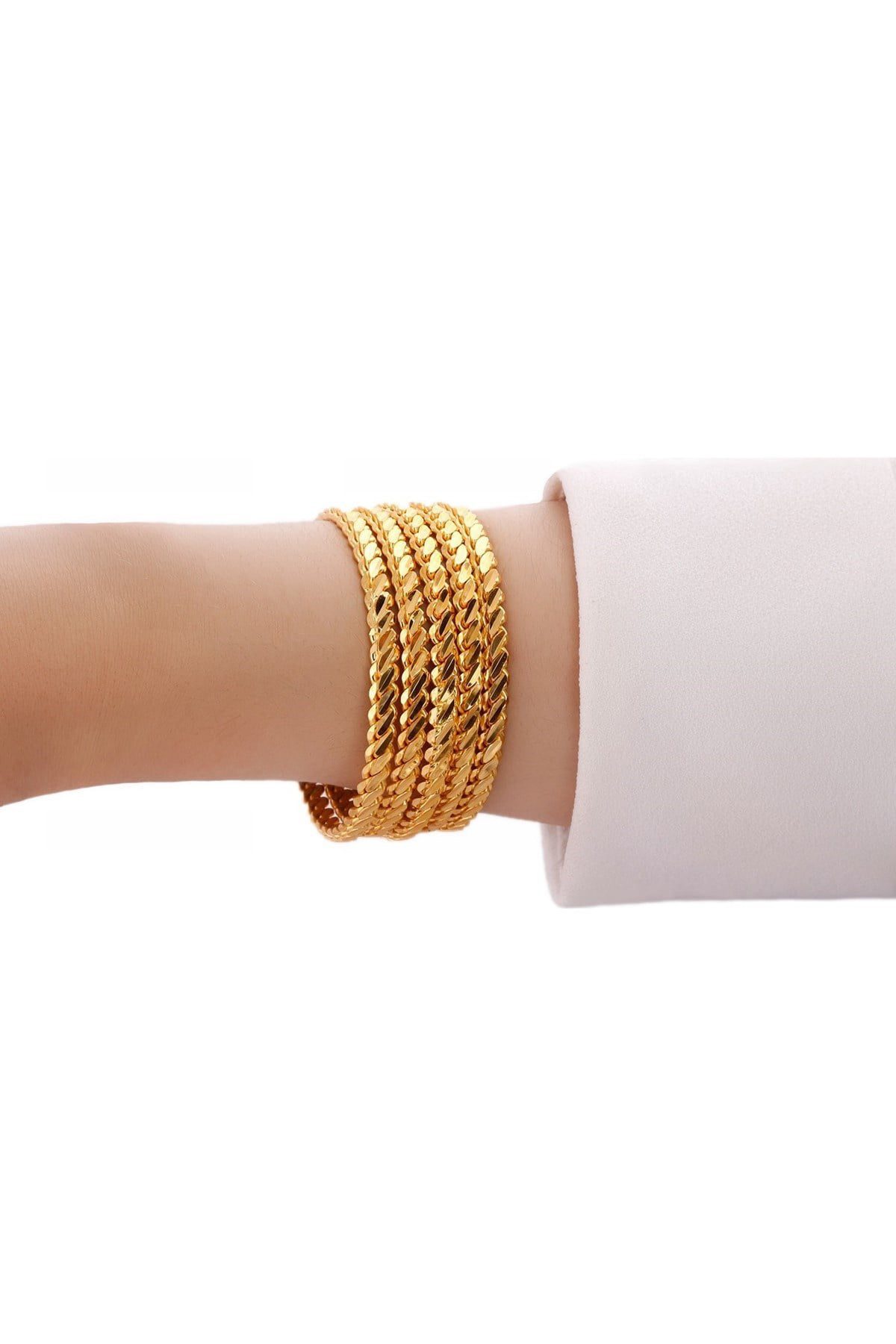 Wholesale 22 Carat Gold Plated One-to-One Adana Twist Bracelet 21 Cm - 2134 1 Wholesale 22 Carat Gold Plated One-to-One Adana Twist Bracelet 21 Cm - 2134