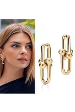 Boucles d'oreilles courtes doubles plaquées or Tiffany Blanca en or, vente en gros, 3 c3384018d36b438eae95df493cfface0