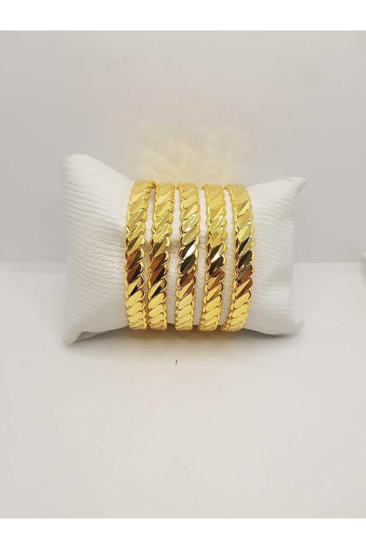 Wholesale 22 Carat Gold Plated One-to-One Adana Twist Bracelet 21 Cm - 2134 3 Toptan 22 Ayar Altın Kaplama Birebir 1 Adet Adana Burma Bilezik 21 Cm  - 2134 - Image 3