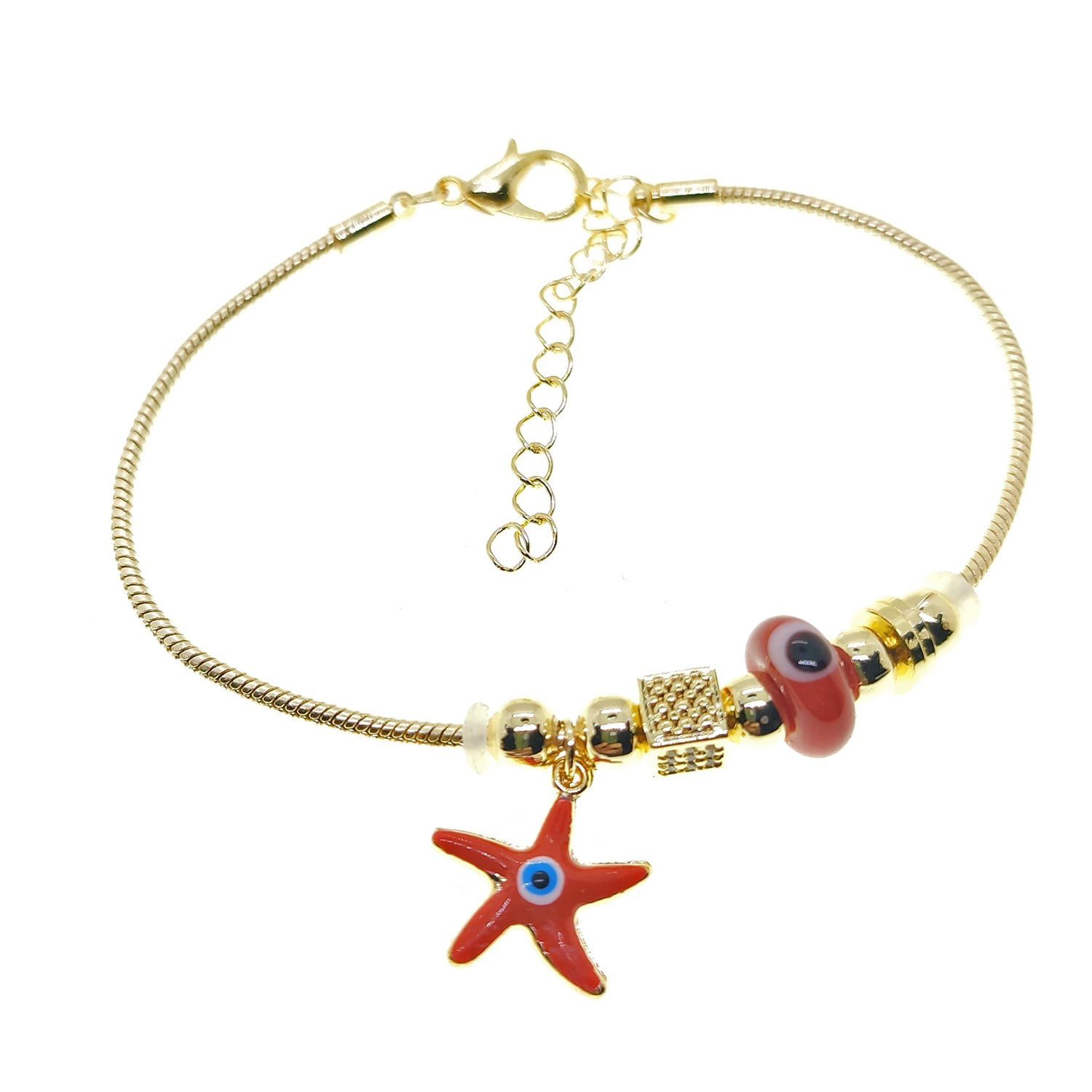 Toptan Altın Renk Kırmızı Mineli Deniz Yıldızı Motif Zirkon Taşlı Pandora Bileklik - 2163 1 Toptan Altın Renk Kırmızı Mineli  Deniz Yıldızı Motif  Zirkon Taşlı Pandora Bileklik - 2163
