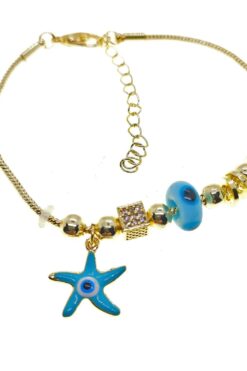 Toptan Altın Renk Turkuaz Mineli Deniz Yıldızı Motif Zirkon Taşlı Pandora Bileklik - 2164 3 a79d3f3f66334029a4eba0d6da453b42