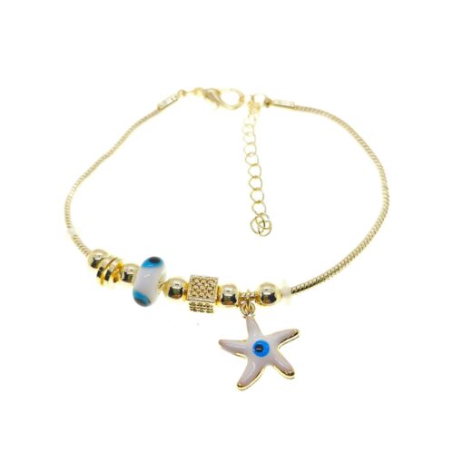 Bracelet Pandora en émail blanc couleur or avec motif étoile de mer et zircon - 2162
