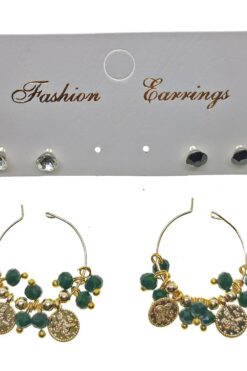 Boucles d'oreilles pendantes élégantes faites à la main avec perles vertes dorées en gros - 2243
