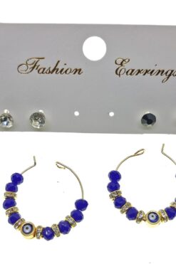 Boucles d'oreilles pendantes élégantes faites à la main avec perles bleues couleur or - 2240