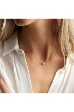 Collier élégant plaqué or pour femme, chaîne SF ornée de perles, vente en gros - 2300