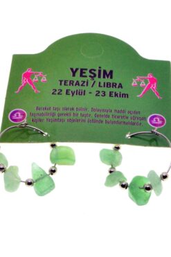 Toptan Doğaltaş Terazi Burçu Yeşim Taşı Burç Küpe - 2339