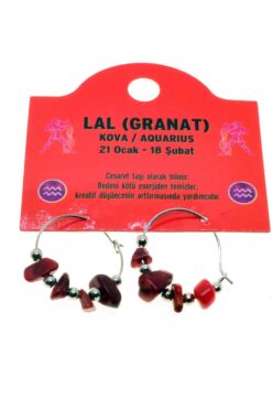 Toptan Doğaltaş Kova Burçu Lal Taşı Burç Küpe - 2337