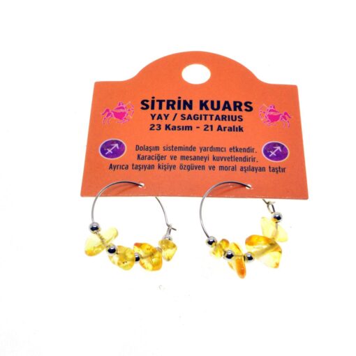 Boucles d'oreilles en pierre naturelle, signe du zodiaque Sagittaire, citrine, quartz, vente en gros - 2342