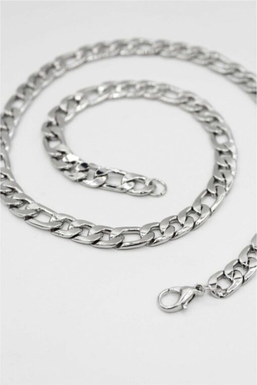 Collier cubain unisexe en acier blanc argenté pour homme, vente en gros - 2674