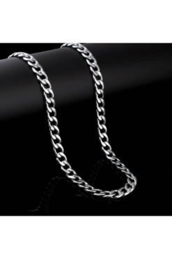 Toptan Gümüş Renk Cuban Paslanmaz Çelik Unisex Erkek Zincir Kolye 55 Cm. Çelik Kolye - 2676 5 075c1c672e25498fbe38bf00e45cd1c3