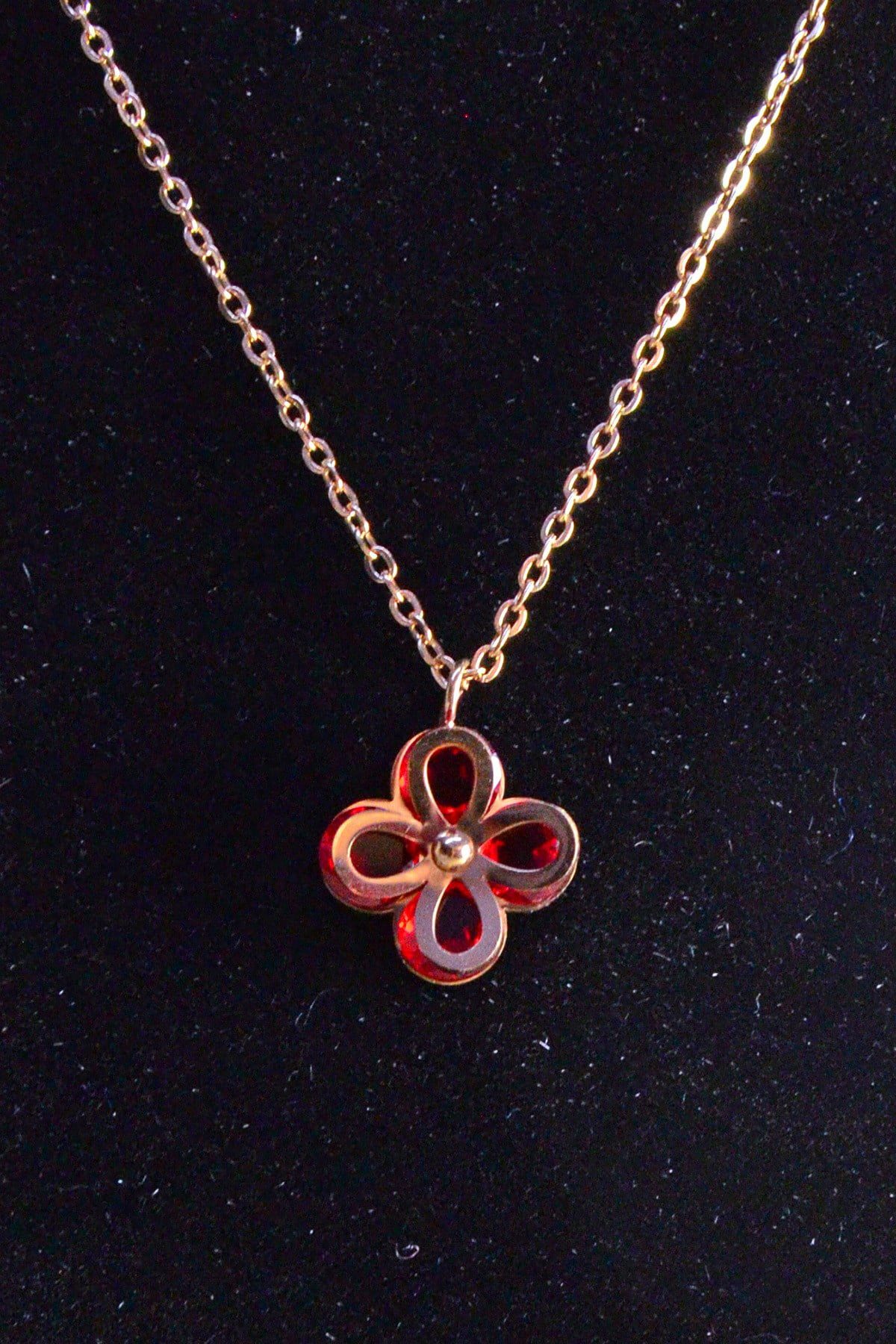 Großhandel Rose Farbe Daisy Stahl Halskette - 2446 1 Großhandel Rose Farbe Daisy Stahl Halskette - 2446