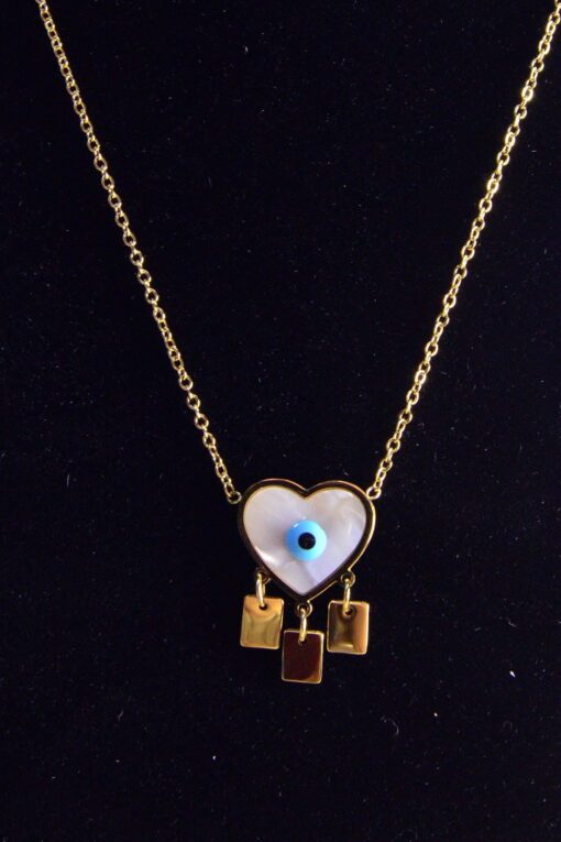 Großhandel Gold Farbe Evil Eye Anhänger Stahl Halskette - 2450