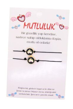 Alternative view of Toptan Altın Renk Kalp Mutluluk Arkadaş Şans Bilekliği - 2694