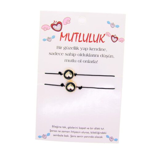 Toptan Altın Renk Kalp Mutluluk Arkadaş Şans Bilekliği - 2694 - Image 2