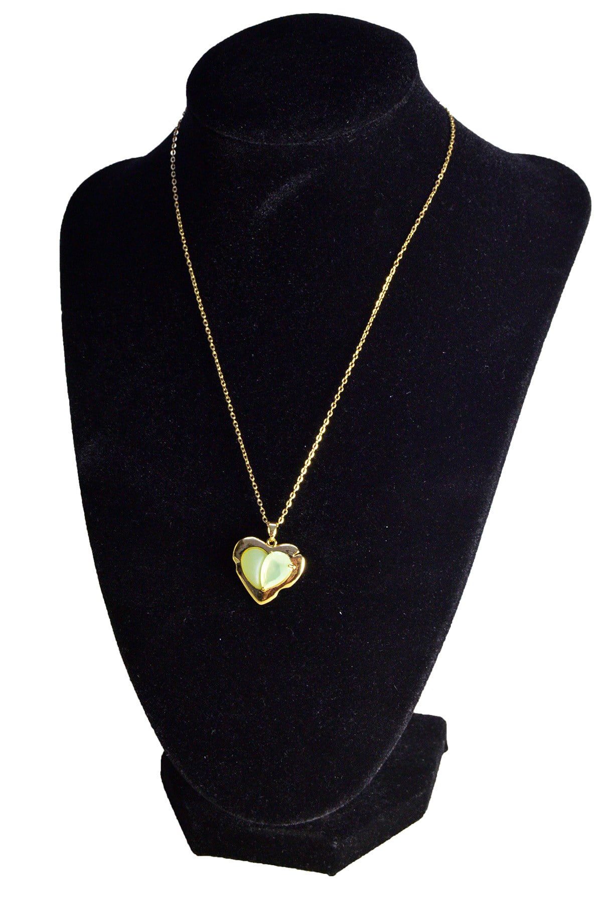 قلادة فولاذية على شكل قلب باللون الذهبي للبيع بالجملة - 2468 2 Toptan Altın Renk Kalp Çelik Kolye - 2468 - الصورة 2