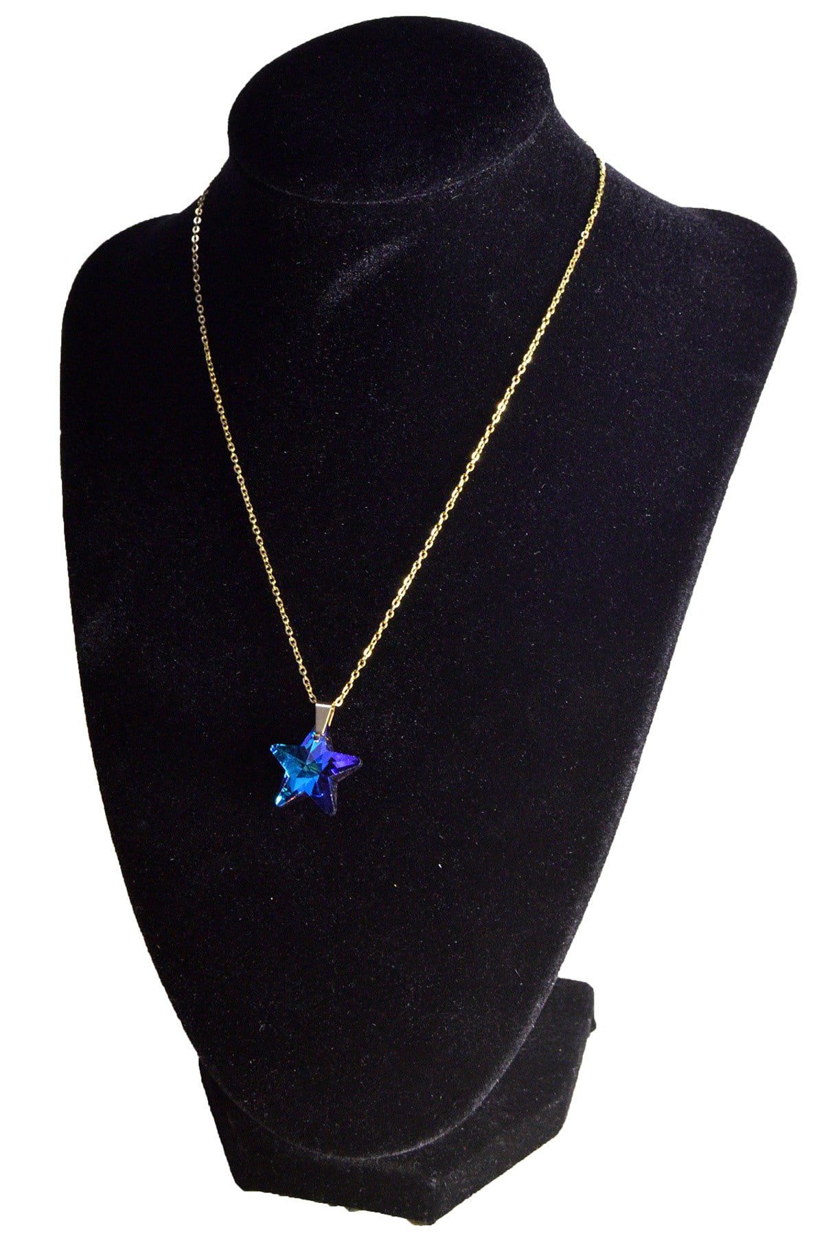 Toptan Altın Renk Mavimsi Yıldız Çelik Kolye - 2437 2 Toptan Altın Renk Mavimsi Yıldız Çelik Kolye - 2437 – Image 2