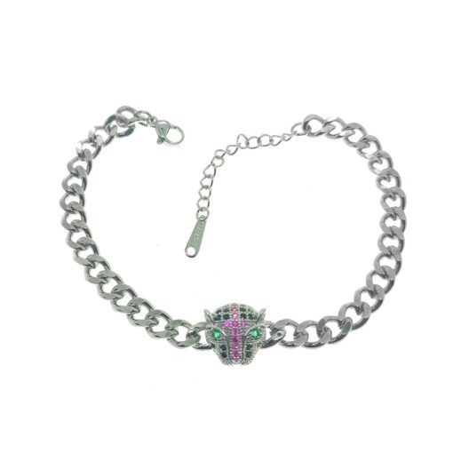 Grossiste Bracelet en acier tigré de couleur argent - 2631