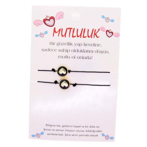 Wholesale Gold Color Heart Happiness Friend Luck Bracelet - 2694