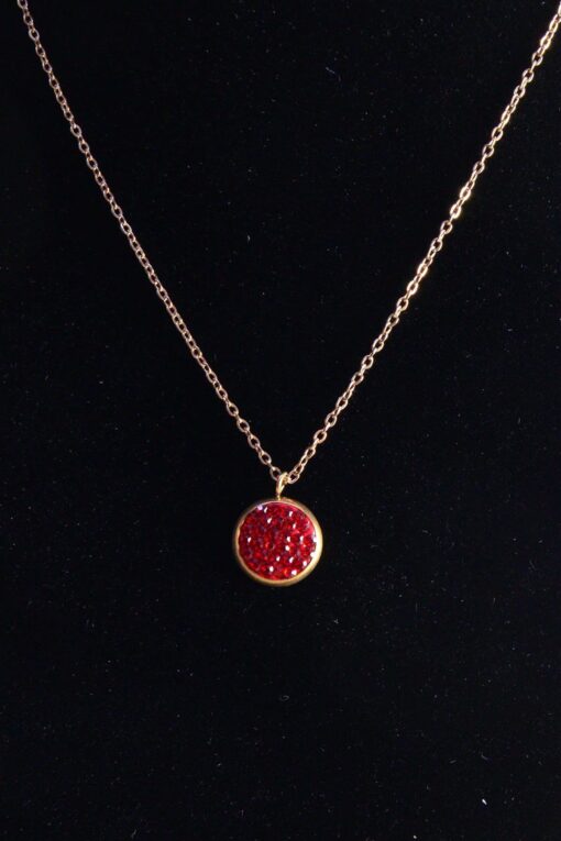 Collier en acier avec pierre ronde couleur or en gros - 2449