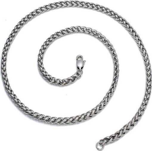 Toptan Gümüş Renk Chavin Angelus Lufigo Unisex Erkek Çelik Zincir Kolye 55 Cm Çelik Kolye  - 2673 - Image 2