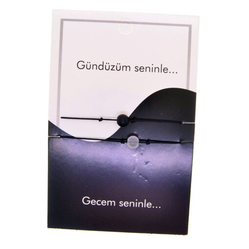 Toptan Altın Renk Gündüz Gece  Arkadaş Şans Bilekliği - 2689 – Image 2