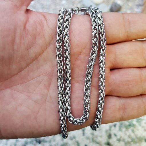 Wholesale Silver Color Chavin Angelus Lufigo Unisex Men's Steel Chain Necklace 55 Cm Steel Necklace - 2673