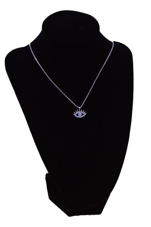 Toptan Gümüş Renk Göz Model Zirkon Kolye - 2681 – Image 2