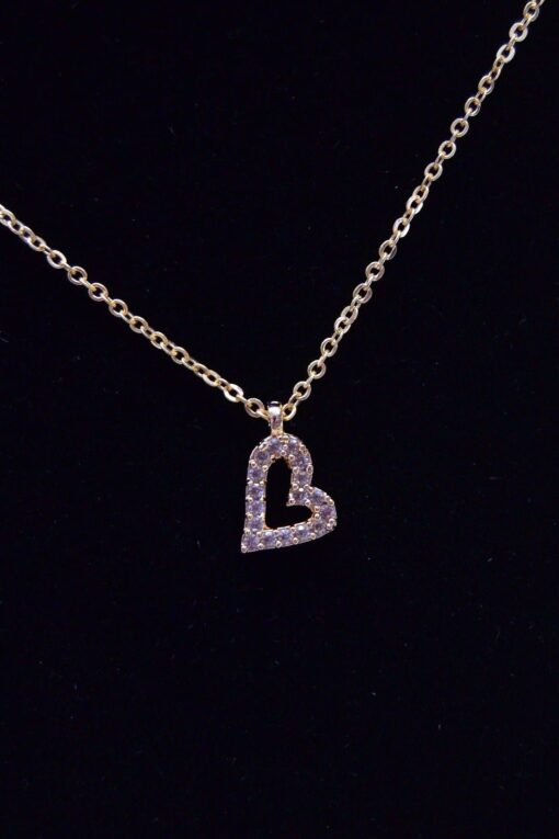 Wholesale Gold Color Heart Model Zircon Necklace - 2680