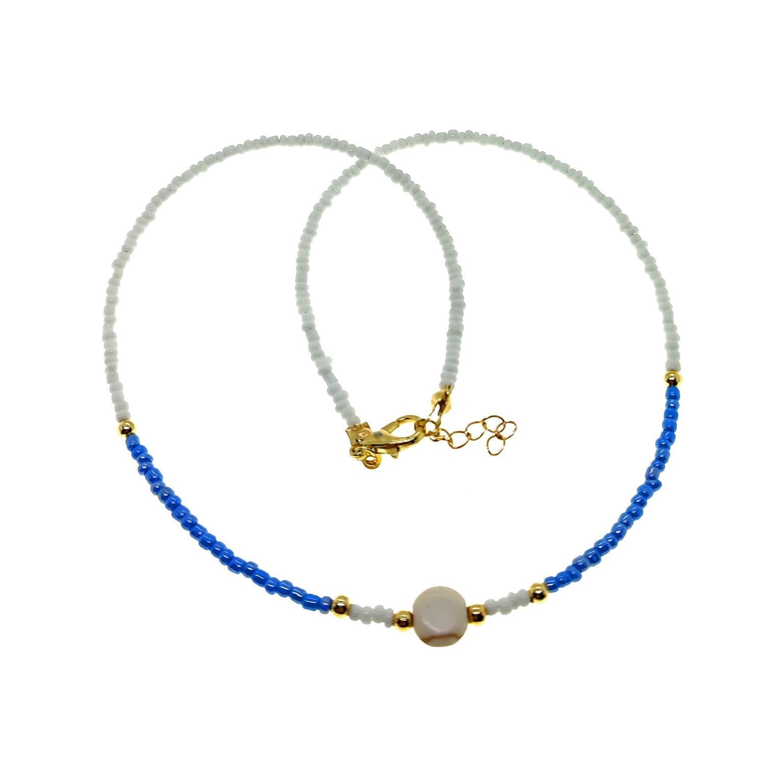 Wholesale Gold Color Sand Bead Mixed Summer Necklace - 2156 1 Wholesale Gold Color Sand Bead Mixed Summer Necklace - 2156