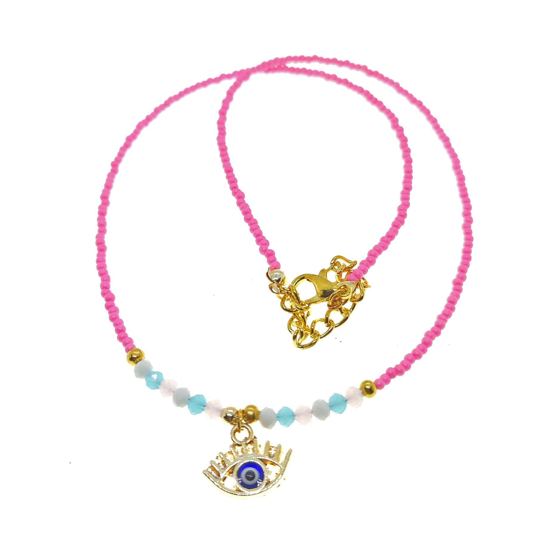 Оптовая продажа золотого цвета песочные бусины смешанные летние ожерелья - 2156 6 Toptan Altın Renk Kum Boncuk Karışık Yazlık Kolye - 2156 — изображение 6