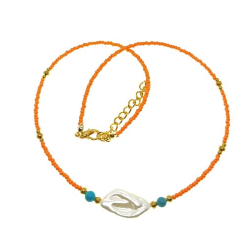 Wholesale Gold Color Sand Bead Mixed Summer Necklace - 2156