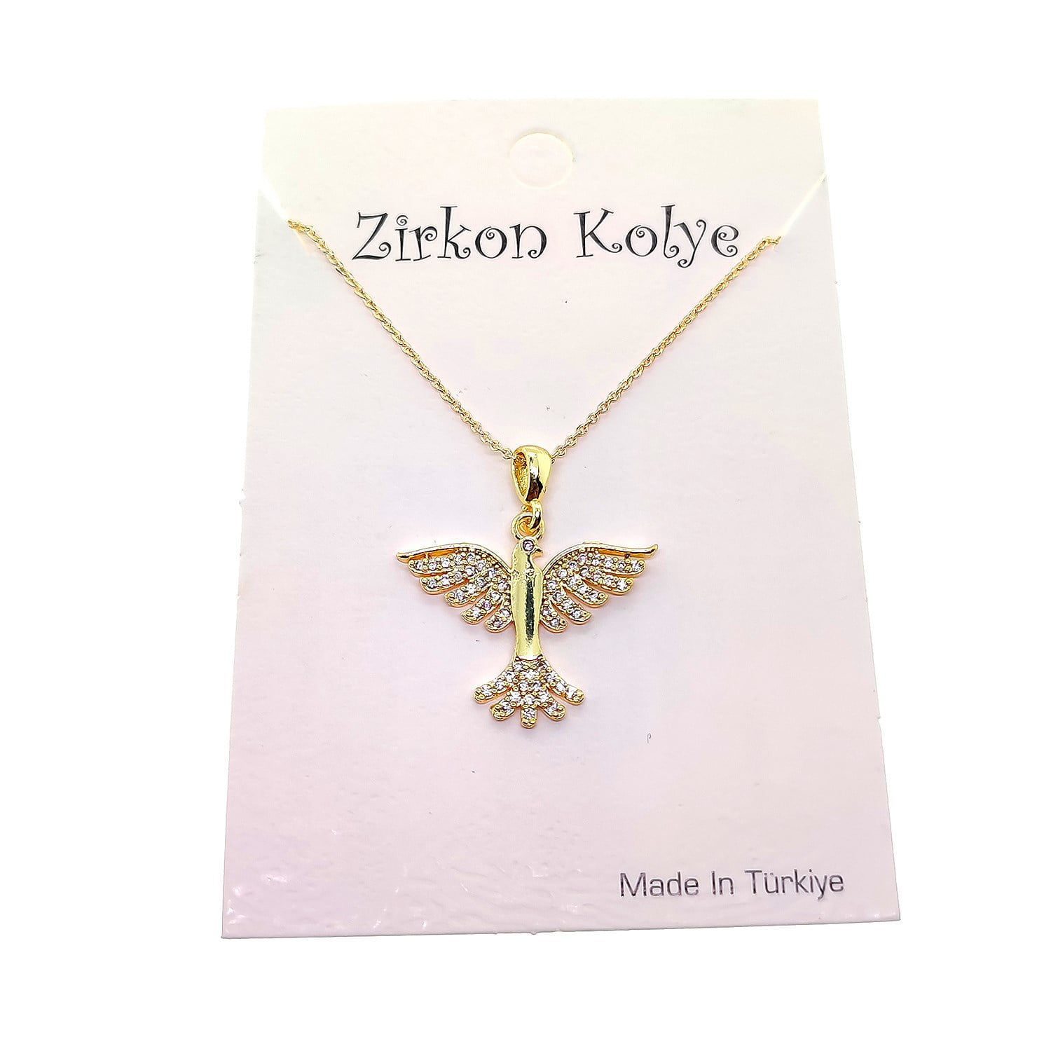 قلادة زركون على شكل طائر باللون الذهبي للبيع بالجملة - 2746 2 Toptan Altın Renk Kuş Model Zirkon Kolye - 2746 - الصورة 2