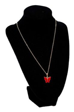 Toptan Altın Renk Kırmızı Kelebek Model Zirkon Kolye - 2732 5 655b882e09d74bad8e89b82a47cab85a