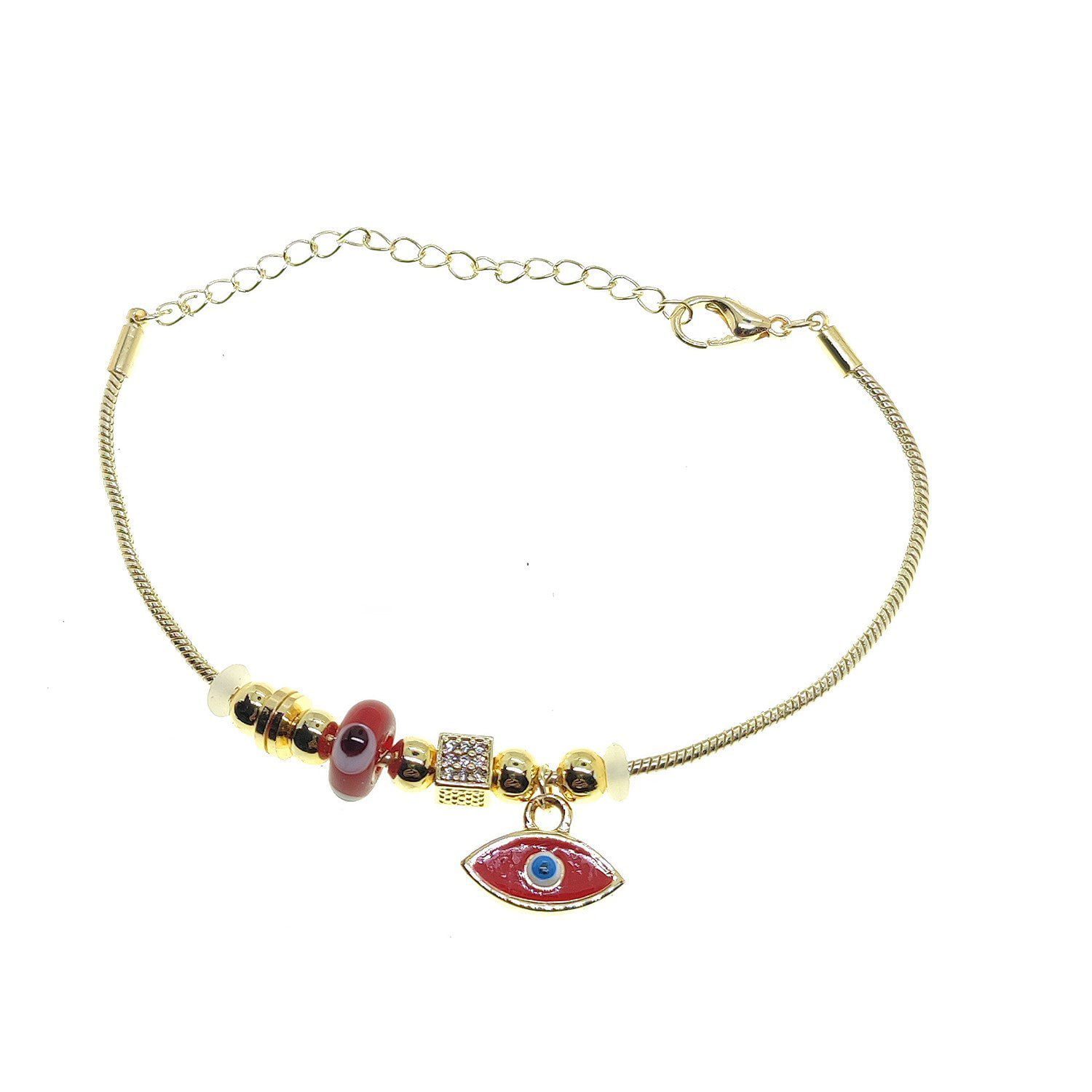 Toptan Altın Renk Kırmızı Mekik Pandora Zirkon Bileklik - 2777 1 Toptan Altın Renk Kırmızı Mekik Pandora Zirkon Bileklik - 2777