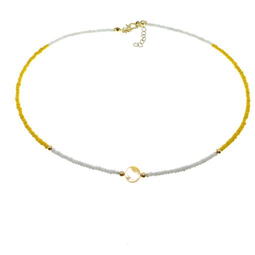Wholesale Gold Color Sand Bead Mixed Summer Necklace - 2156