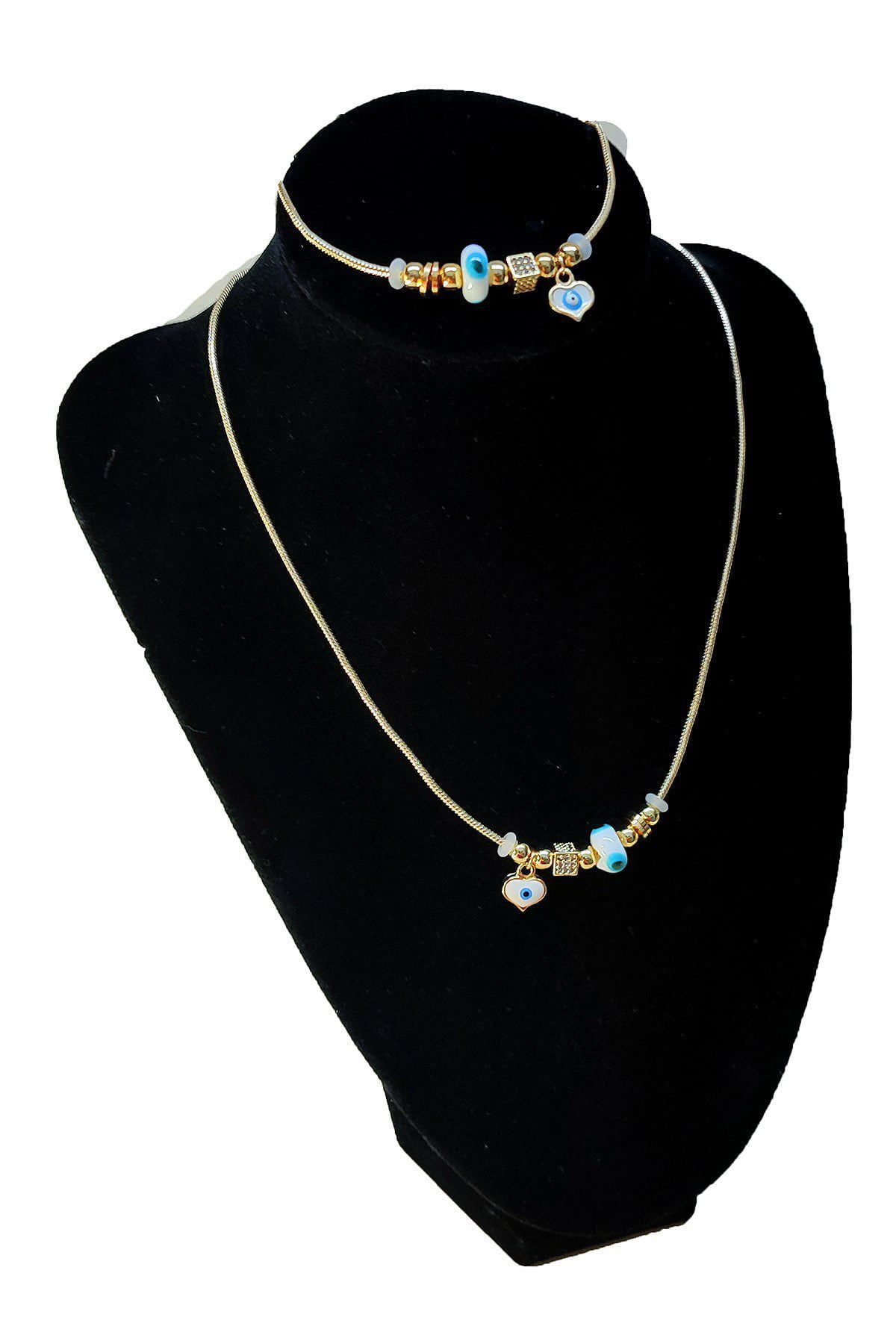 Toptan Altın Renk Beyaz Mineli Kalp Kolye Ve Bileklik Pandora Kombin Zirkon Set Takım - 2782 1 Toptan Altın Renk Beyaz Mineli Kalp Kolye Ve Bileklik Pandora Kombin Zirkon Set Takım - 2782