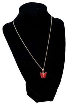 Collier papillon rouge en zircon couleur or en gros - 2732 4 c5afc4813180441a95358091bdfd28ed