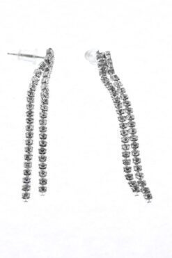 Toptan Gümüş Renk İki Sıra Şerit Zirkon Küpe - 2876 5 0c486593b0cf427cb14b697a07e138e1