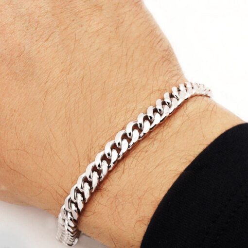Toptan Gümüş Renk Traşlı Zincir Paslanmaz Unisex Çelik Bileklik  - 2798 - Image 3
