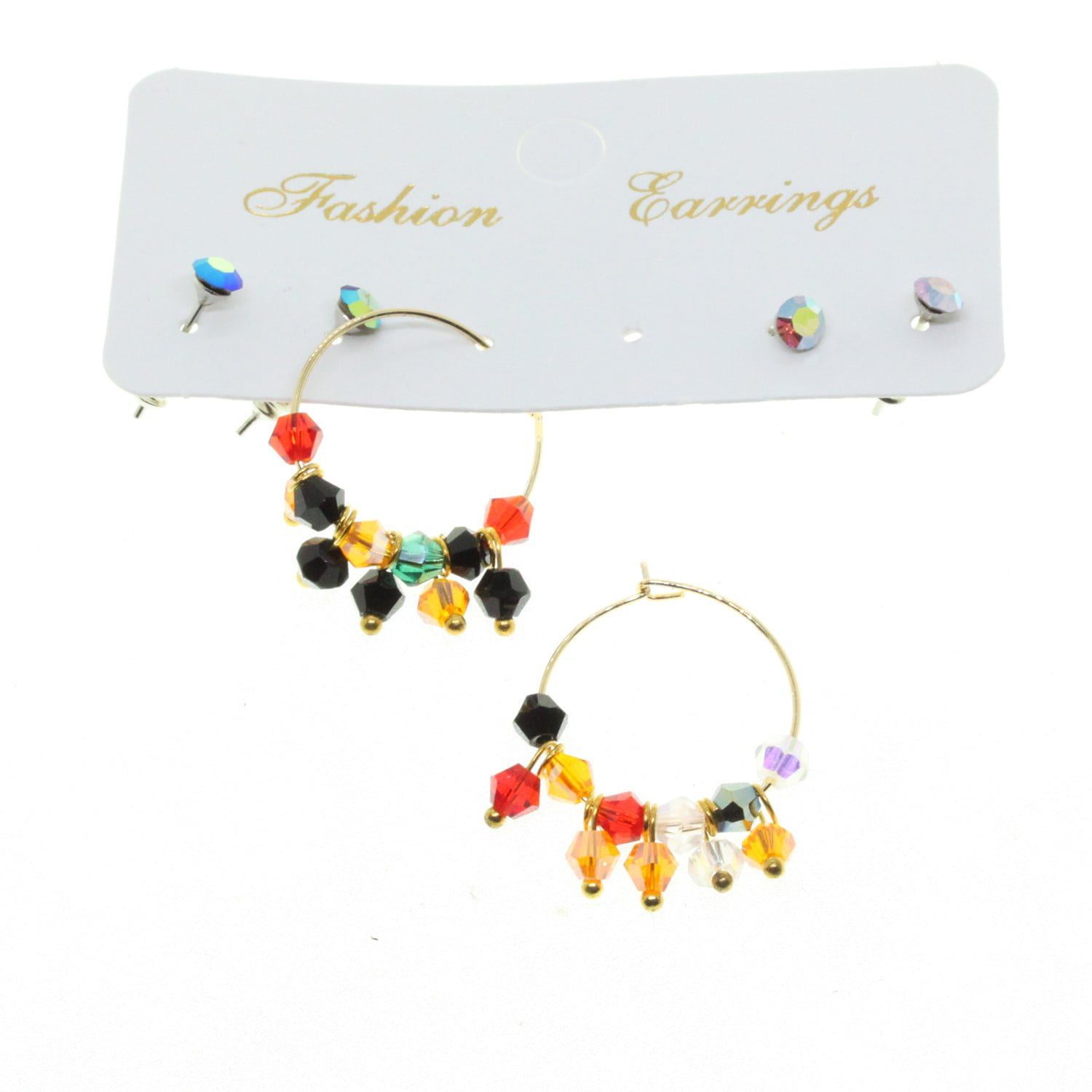 Wholesale Gold Color Round Cut Combination Assorted Bead Earrings - 2856 1 Wholesale Gold Color Round Cut Combination Assorted Bead Earrings - 2856