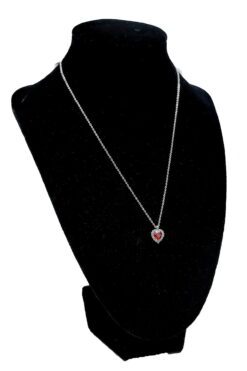 Toptan Gümüş Renk Kırmızı Taş Kalp Model Zirkon Kolye - 2869 3 b28fdc5f3f654ea4999b2e411b790521