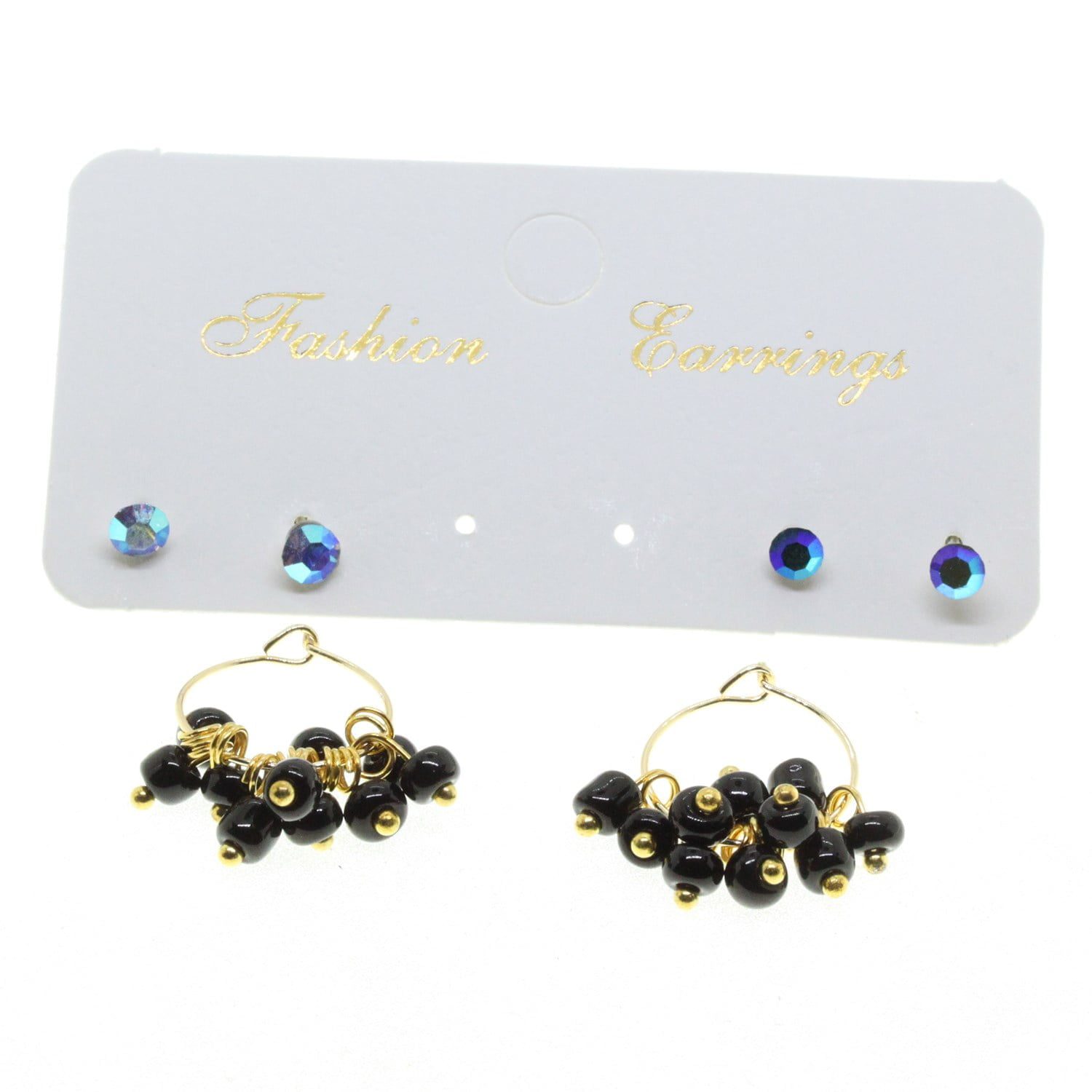 Toptan Altın Renk Yuvarlak Düz Kombin siyah Boncuk Küpe - 2863 1 Großhandel Gold Farbe Runde flache Kombination schwarze Perle Ohrringe - 2863