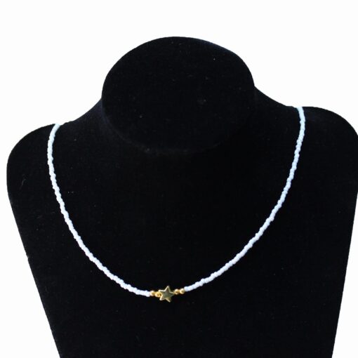 Grossiste Collier de Perles de Sable Mélangées avec Modèle de Pièce Étoile - Collier de Perles au Design Spécial - 2882