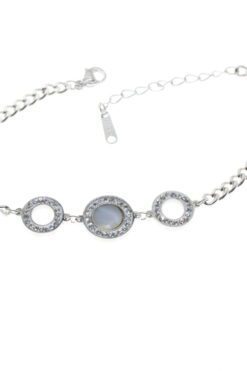 Bracelet rond en acier et nacre blanche couleur argent en gros - 2902 6 eb698183dc2840198266ec046cbd3853