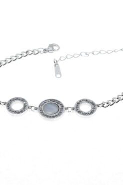 Bracelet rond en acier et nacre blanche couleur argent en gros - 2902 7 fc18f758513a4d8ea820b651a24677e0