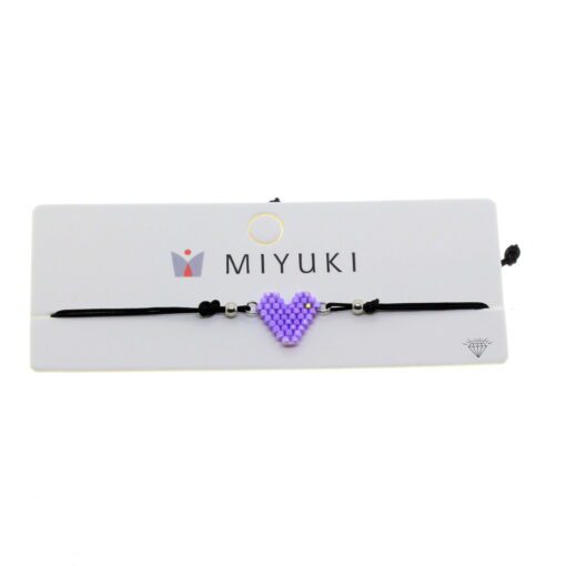 Toptan Altın Renk Mor Kalp Model Miyuki Bileklik - 2939 – Image 3